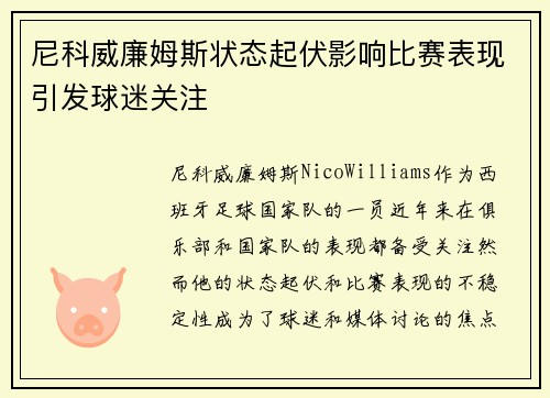 尼科威廉姆斯状态起伏影响比赛表现引发球迷关注